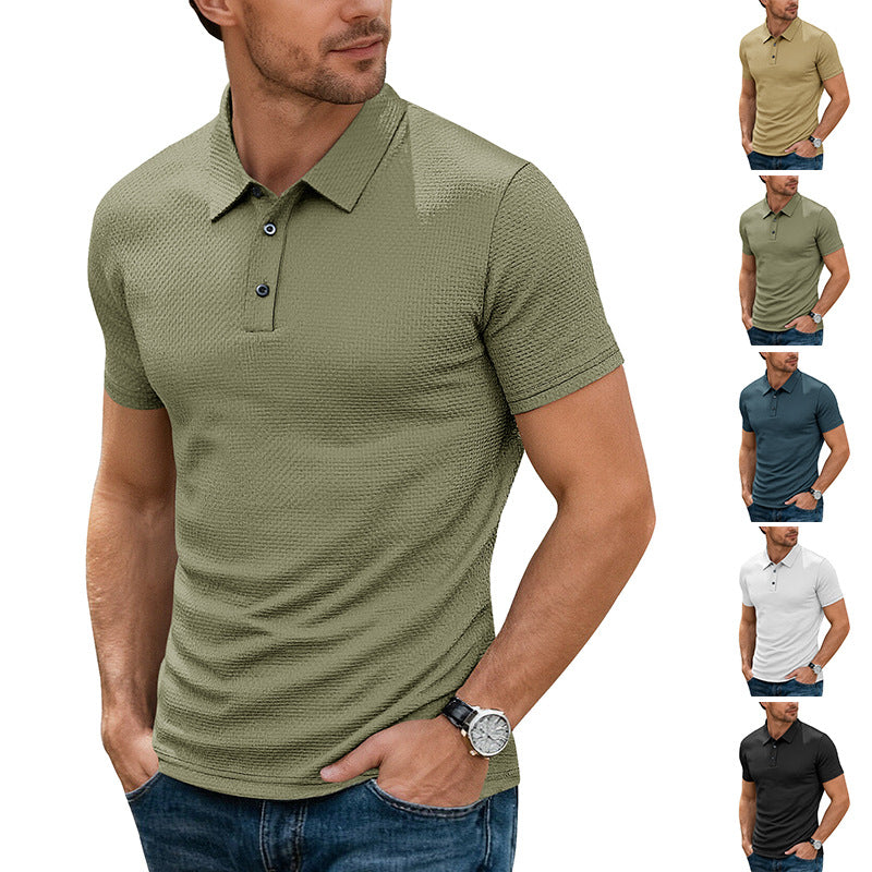 Herrer nano struktureret mikrojacquard-polo-shirt med slank pasform og elastisk komfortstretch Skovae