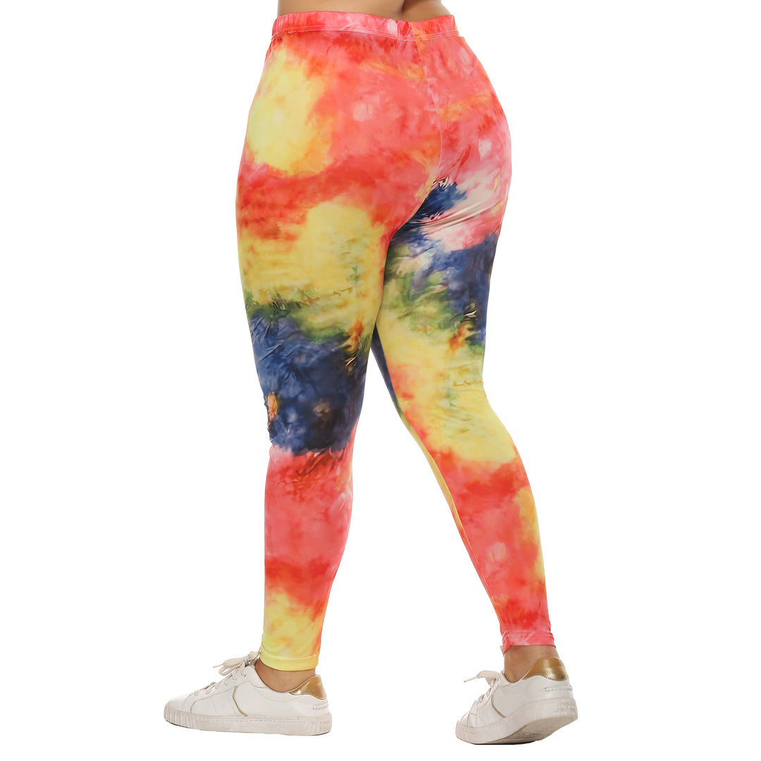 Dame farverige leggings med moderne batikmønster Skovae