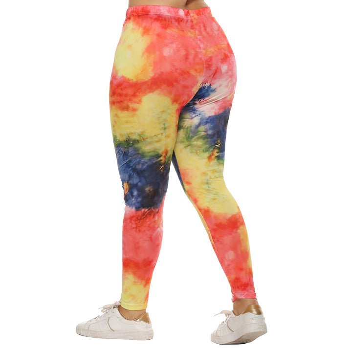 Dame farverige leggings med moderne batikmønster Skovae