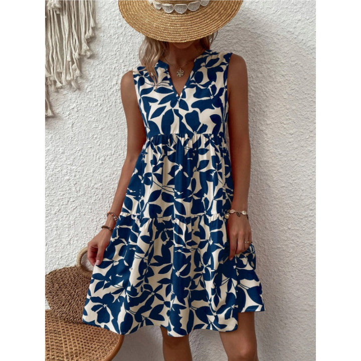 Dame sommermaxikjole med V-udskæring og trendy drapering Stilla