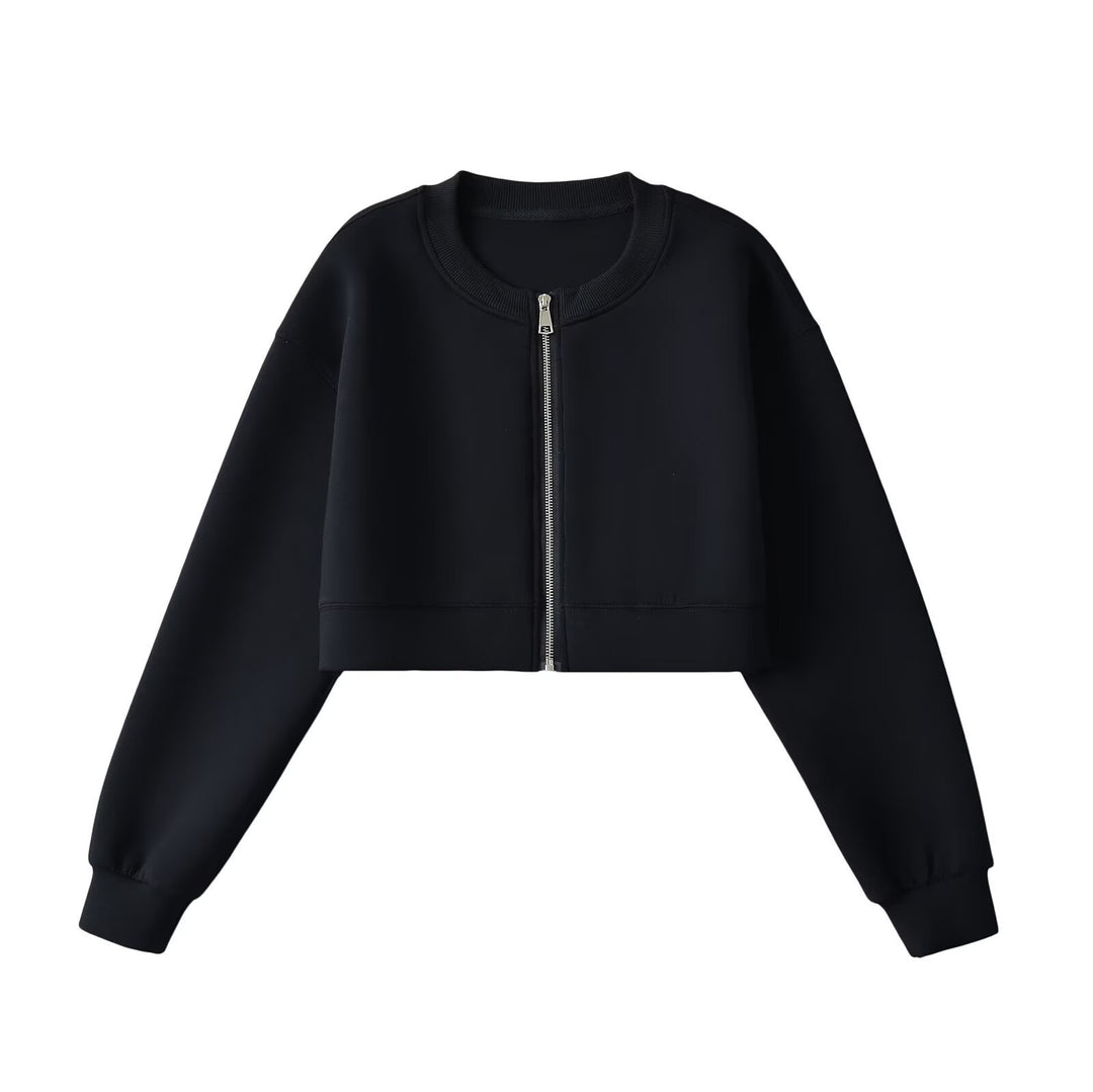 Dame cropped Sweatjakke med praktisk lynlås og afslappet skærep Stilla