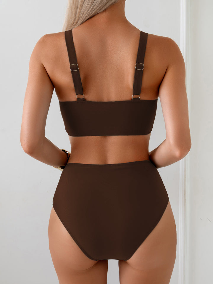 Dame Højtaljet Bikini-sæt med elegant indpakningsdesign Skovae