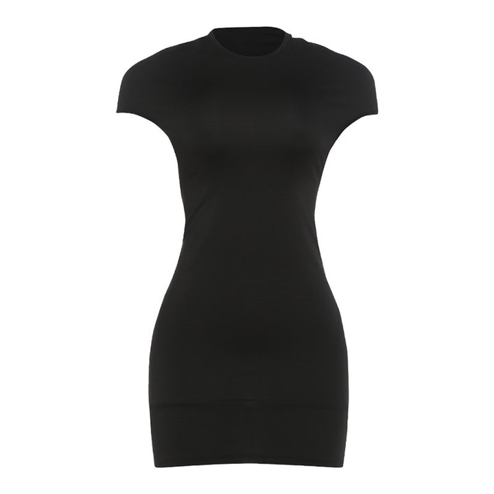Damen Figurschmeichelndes Mini-Kleid mit schulterfreien Ärmeln und legere Passform Skovae