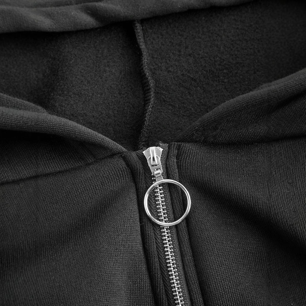 Kvindernes cropped hoodie med innovativ lynlås og voluminøse ærmer Stilla