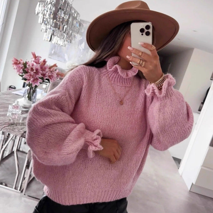 Kvindernes hyggelige turtleneck sweater med voluminøse ærmer Stilla