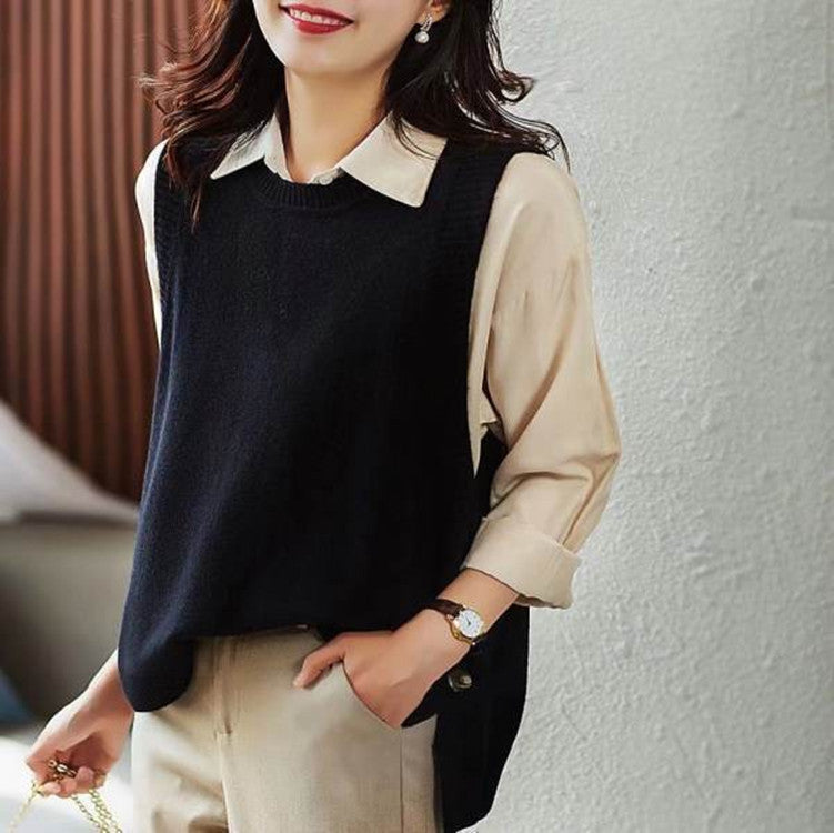 Dame Elegant Strik Vest med Knap Detaljer og Tidløst Design Stilla