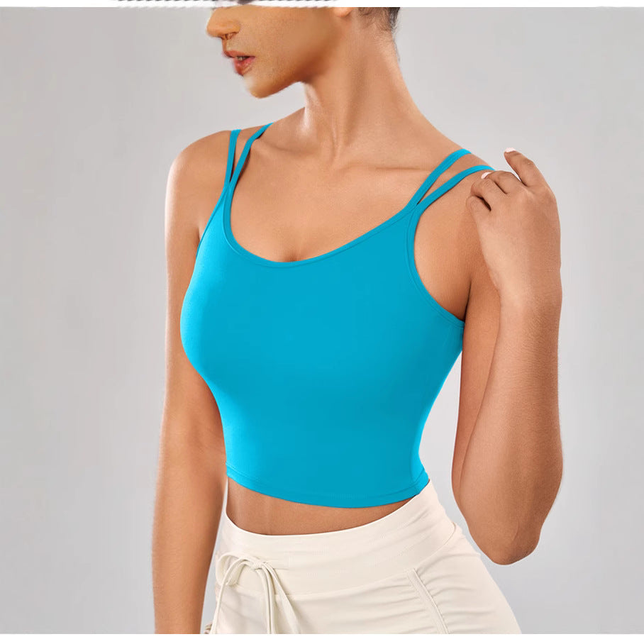 Dame Sporty Crop-Top med justerbare spaghettistropper Stilla