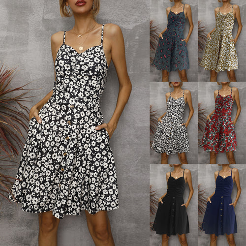 Dame Button-Up A-linje Sommerkjole Stilla