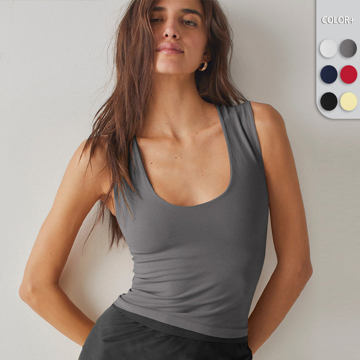 Dame figursyet Cropped Top med elegant U-båd udskæring og kvalitets stretchmateriale Stilla