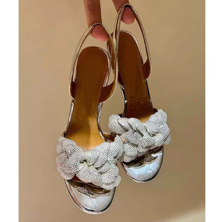 Femme Elegante Slingback-Højhælede med dekorativ rhinestone-knude Stilla