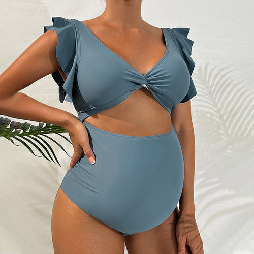 Dame Bikinisæt med elegant ruffle design og høj talje trusse Skovae