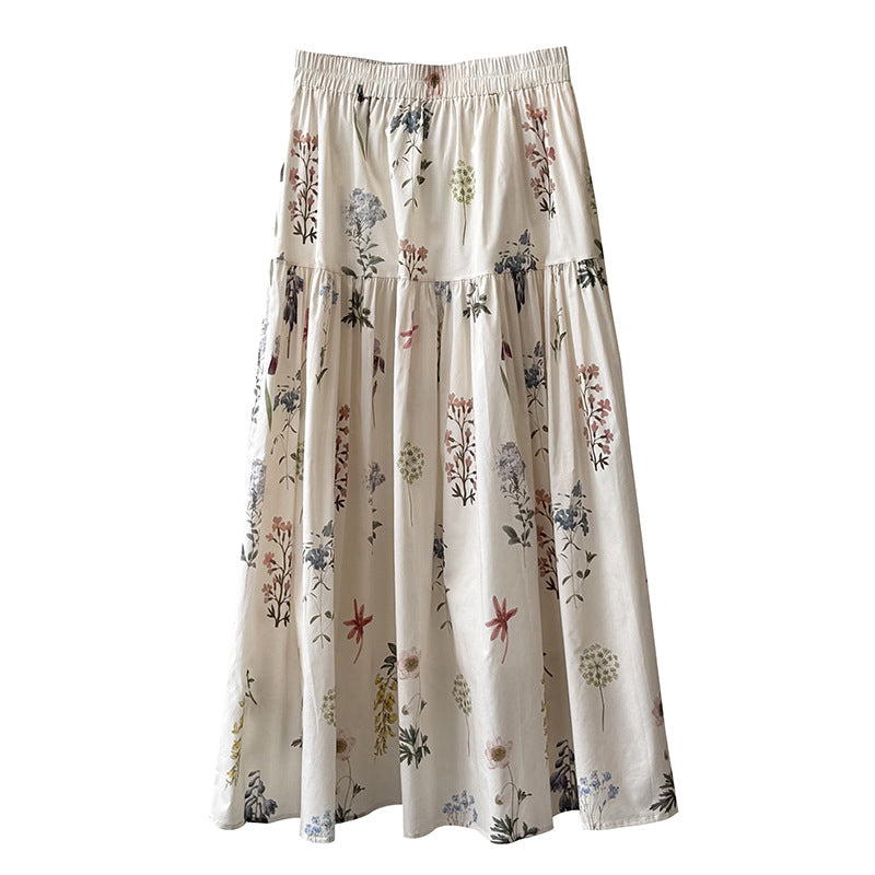 Dame maxiskørter med floralt design og elastisk talje Stilla