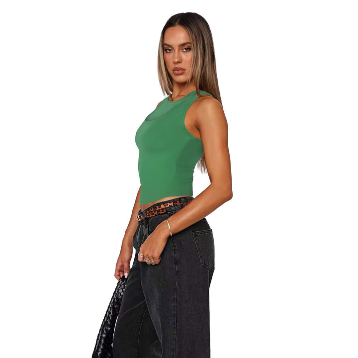 Dame figurtilpasset Crop-Top med firkantet udskæring og brede stropper Stilla