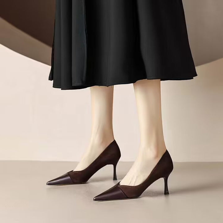Dame elegante spidsede Kitten-Heels med strukturerede detaljer Stilla