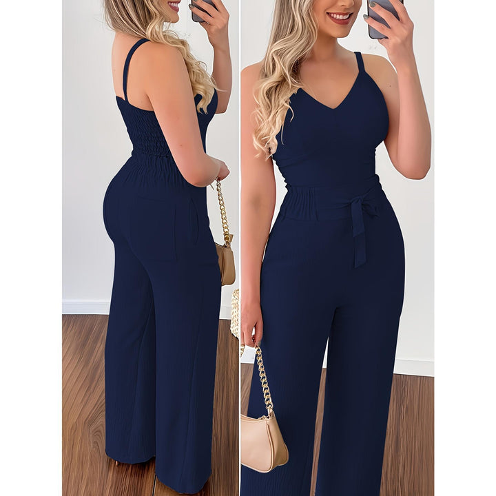 Dame jumpsuit med justerbare stropper og elegant taljebånd Stilla