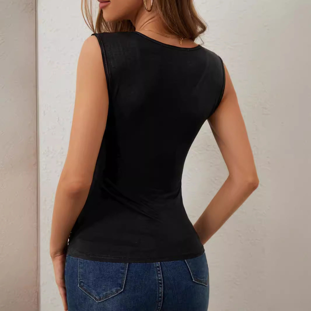 Damer nan tailleeet Wickelshirt med dybt V-halsudskæring og krystallsbesatte skulderkaskader Skovae