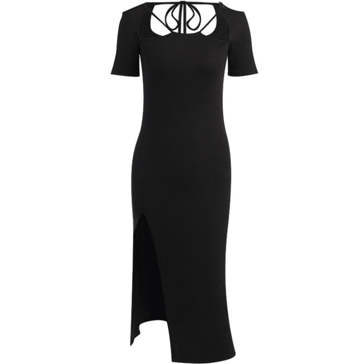 Dame figursyet Midi-kjole med moderne cut-out-detaljer og høj slids Stilla