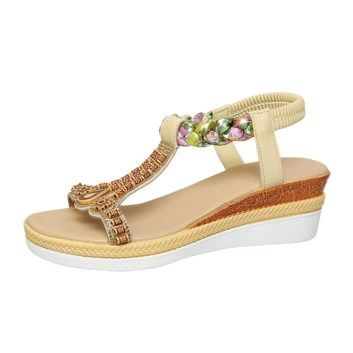 Dame wedge-sandaler med kunstneriske dekorative detaljer og komfortabel fodseng Stilla
