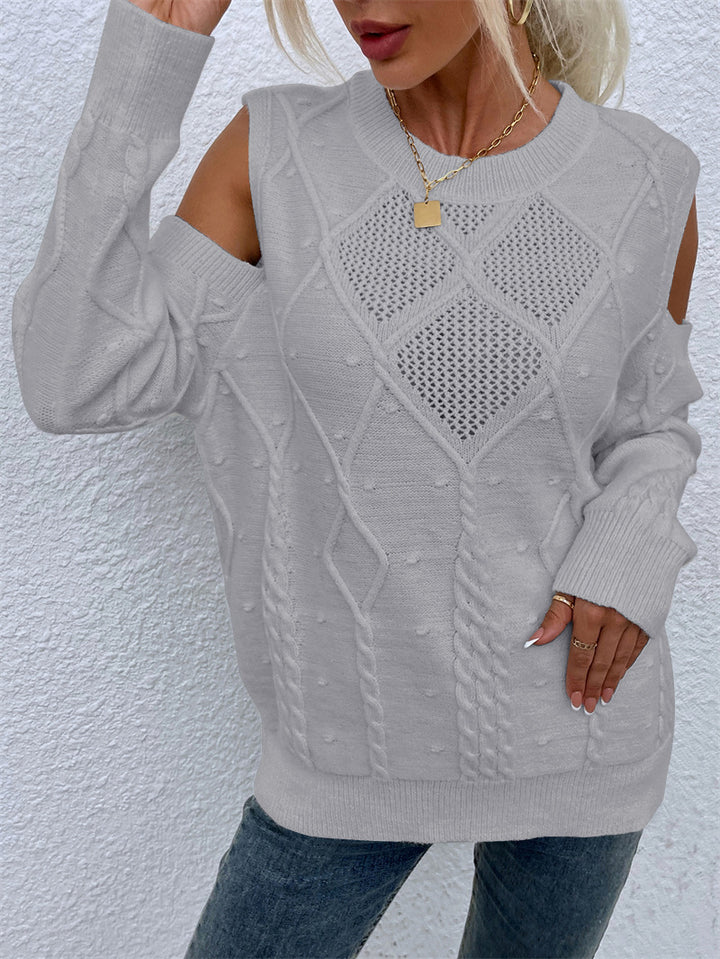 Kvinders strik sweater med moderigtigt blonde mønster og kabel detaljer Stilla