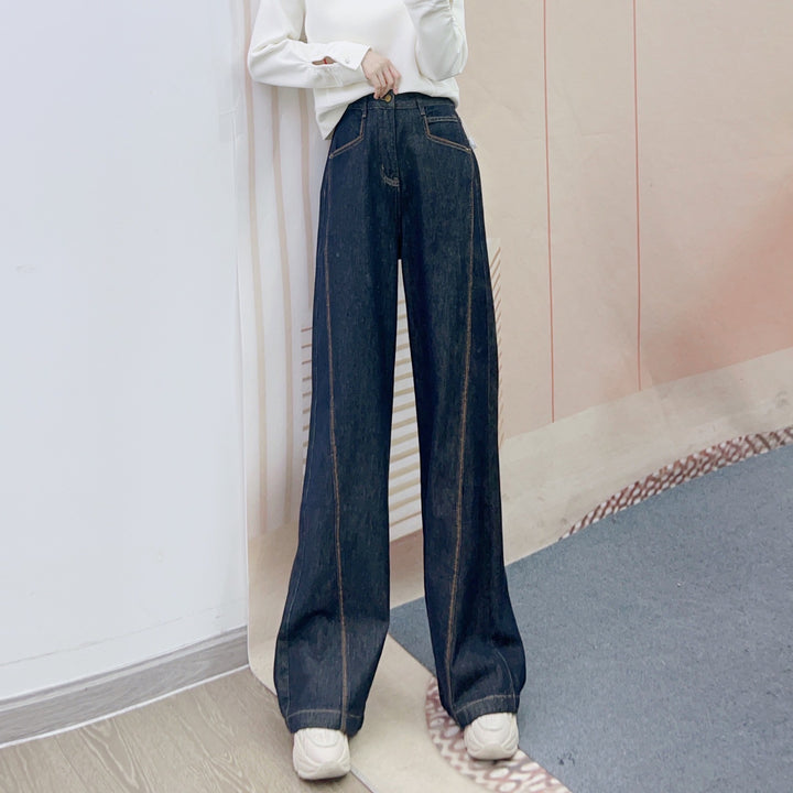 Damer Bred High-Waist Jeans med elegante syninger og komfortabel pasform Stilla