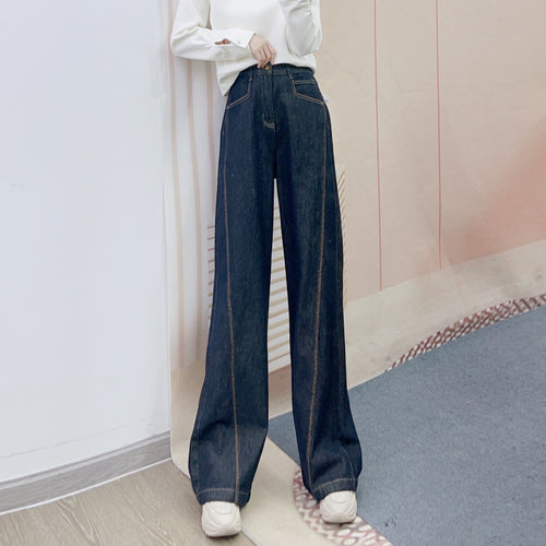 Damer Bred High-Waist Jeans med elegante syninger og komfortabel pasform Stilla