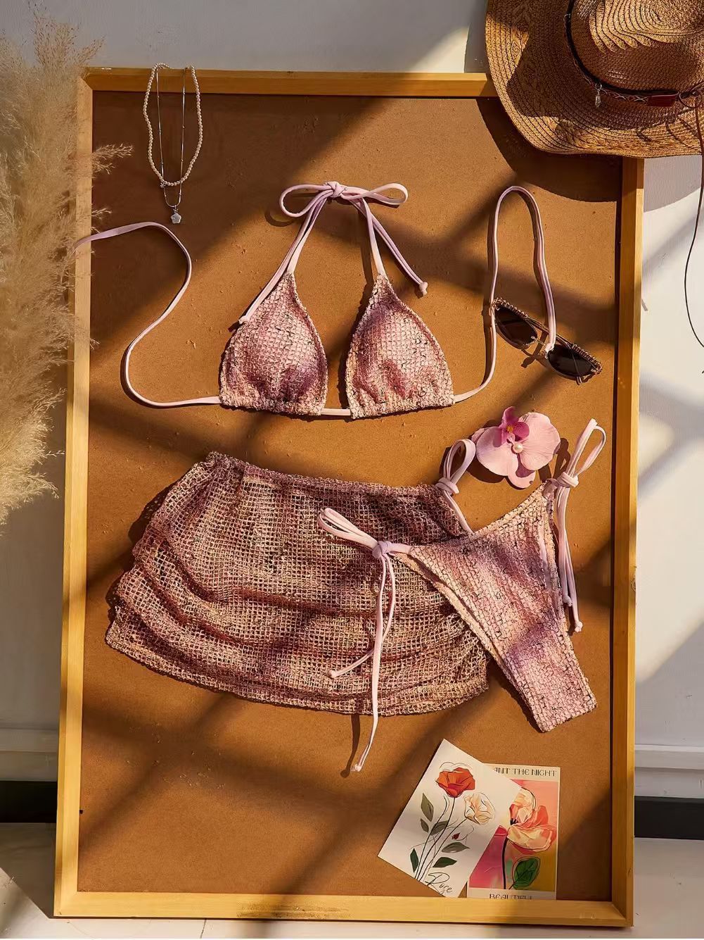 Dame triangel-bikini med omslagsskrædder og justerbare stropper Skovae