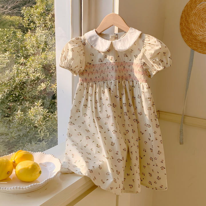 Pige Blomster Smocked Mini Kjole Stilla