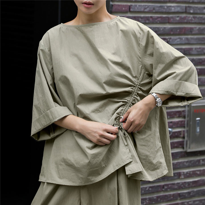 Dame afslappet bluse med rynker Stilla