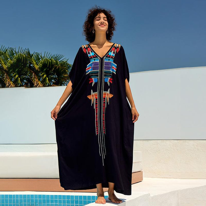 Dame kaftan med kunstnerisk farvesyning Stilla