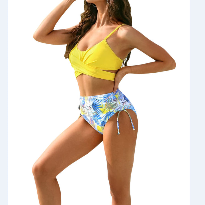 Dame bikini-sæt med stilfuld indpakningstopp og høj talje Stilla