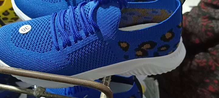 Dame Sportsko med åndbart mesh-oberstof og modigt leopard mønster Stilla