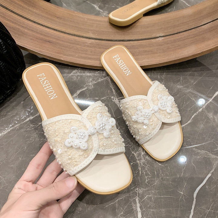 Dame mode slippers med glitrende applikationer Stilla