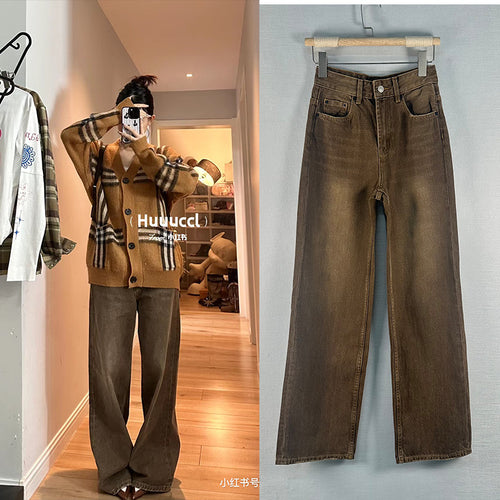 Dame brede jeansbukser i en afslappet stil med høj talje og slidstærk denim Stilla