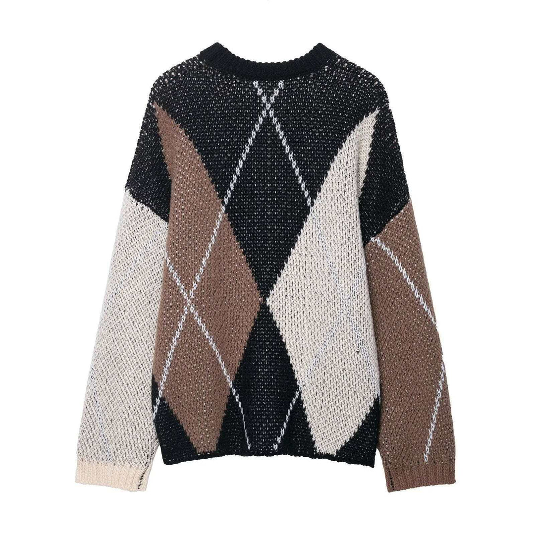Kvinder afslappet pullover i moderne diamantmønster Stilla