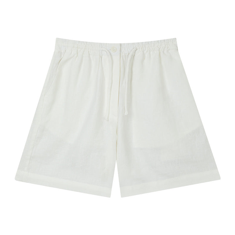 Dame luftig linned-short med elastisk talje og justerbar snor Stilla
