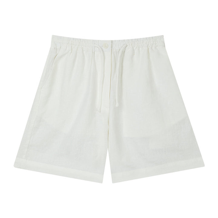 Dame luftig linned-short med elastisk talje og justerbar snor Stilla