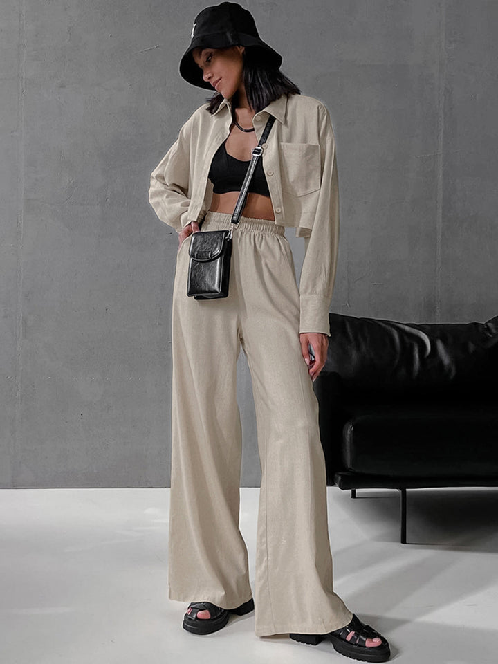 Dame afslappet bluse i åndbart hørmix med påsat lomme og minimalistiske detaljer Stilla