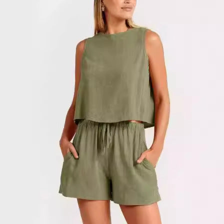 Dame Casual To-delt Shorts-Sæt Stilla