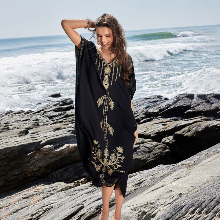 Dame Broderet Strandkaftan Stilla