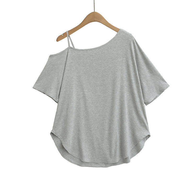 Dame elegant asymmetrisk top med specielle stropdetaljer Stilla