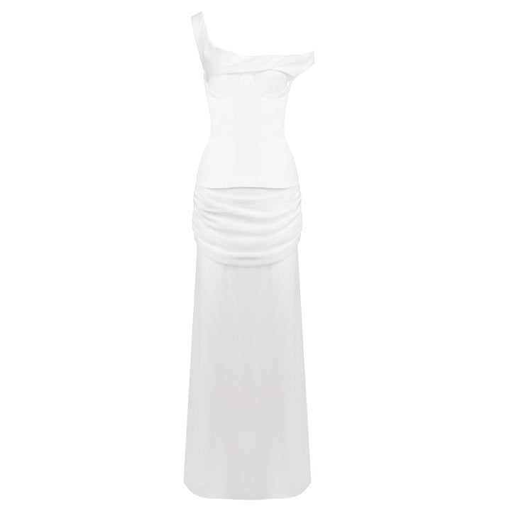 Damer Elegant Maxikjole med asymmetrisk design og raffinerede draperinger Skovae