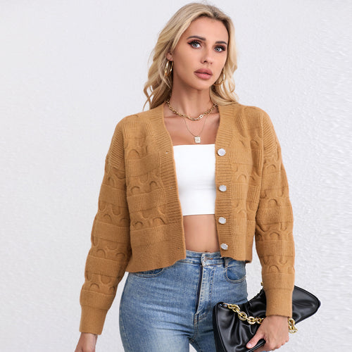 Kvinders chunky strikket cardigan med unikt mønster og behagelig pasform Stilla