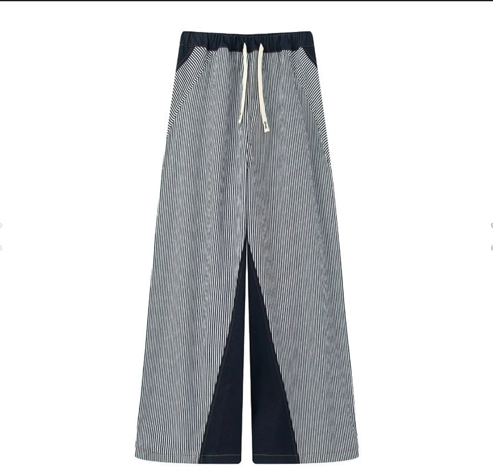 Dame bred stribepants med elastisk talje og praktiske lommer Stilla