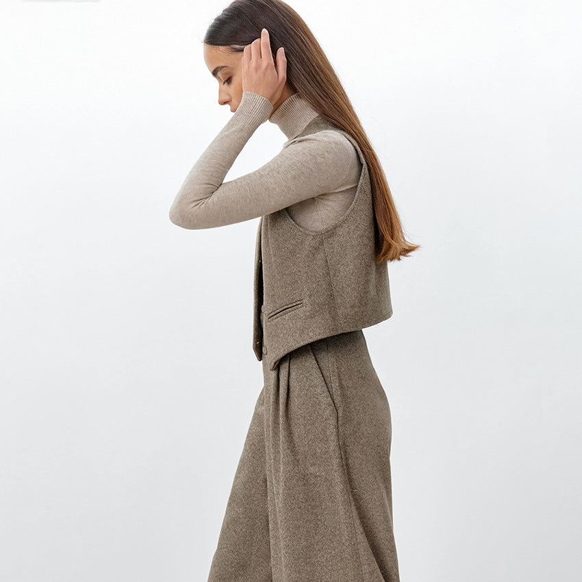 Dame elegant vest og bred bukse ensemble Stilla