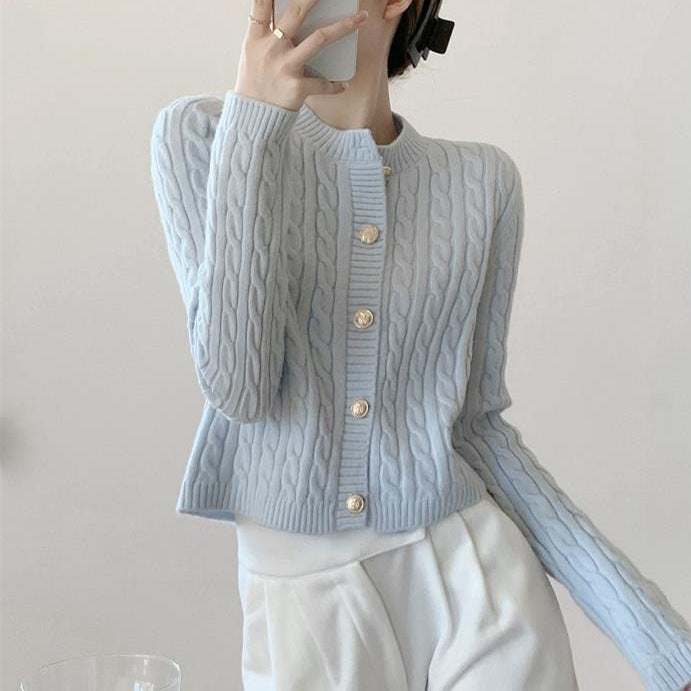 Femme Struktureret Kabelstrik-Cardigan Stilla