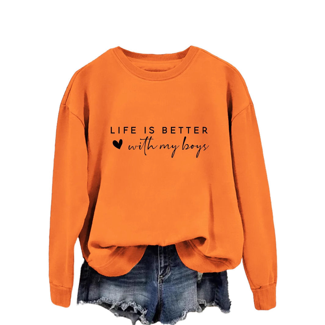 Kvinders hyggelige crew neck sweater med inspirerende print Stilla