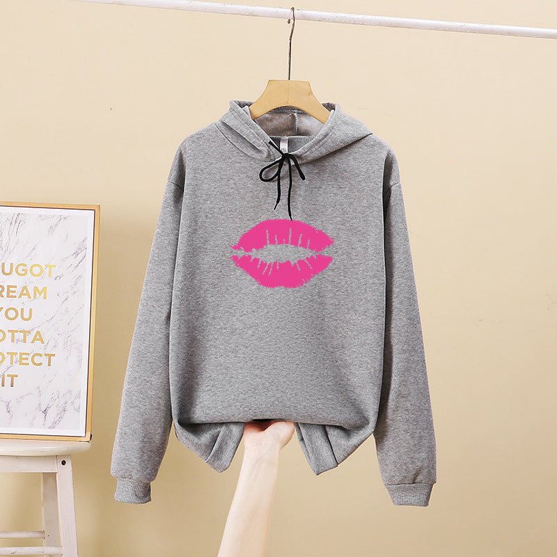 Kvindernes hoodie med iøjnefaldende læbe motiv Stilla