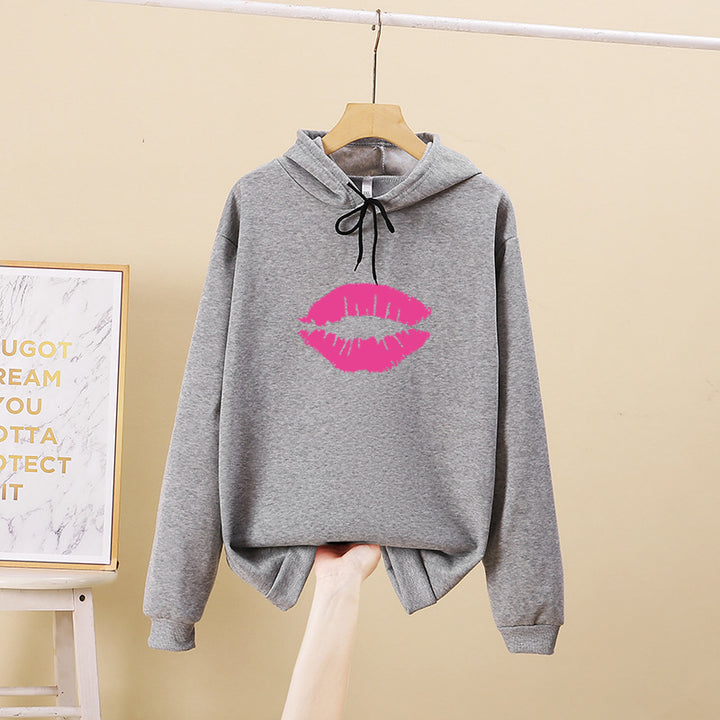Kvindernes hoodie med iøjnefaldende læbe motiv Stilla