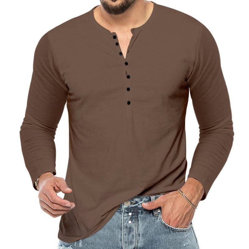 Herrer langærmet Henley-T-shirt lavet af kvalitetsbomuld Stilla
