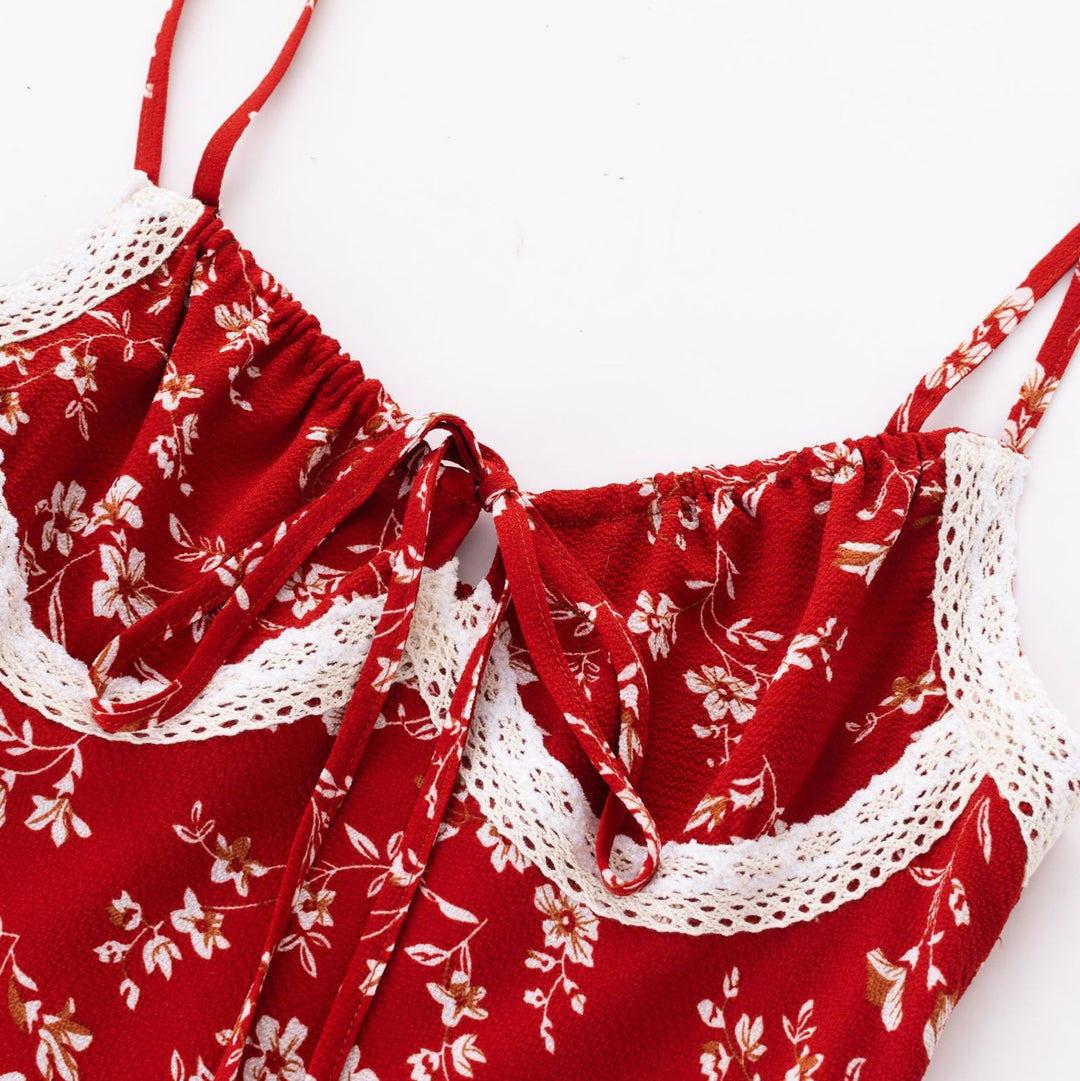 Dame Maxikjole med floral skjæring og raffinerede blonde accenter Stilla